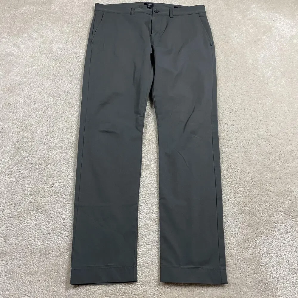 J.Crew Flex Pants Mens 33x30* Gray Slim Fit Chino Polyester Business Casual